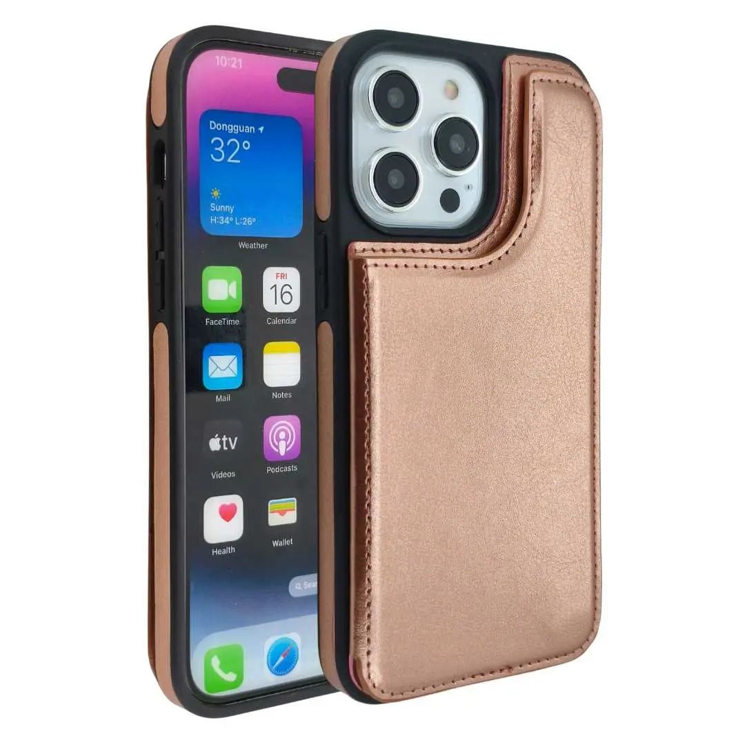 iPhone 15 Pro Modern Card Holder Case Rose Gold